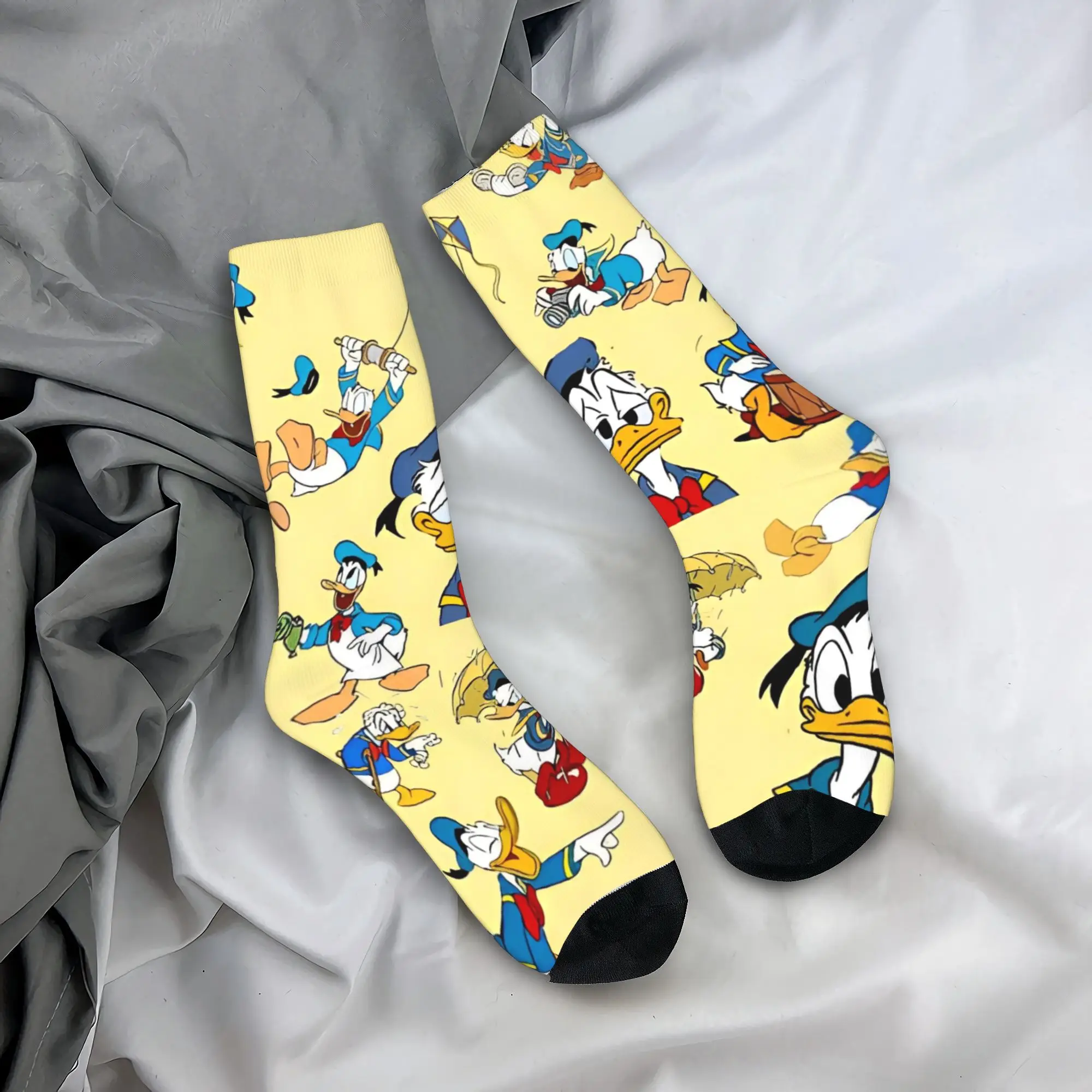 Cartoon Anime Figures Donald Duck Socks Men Women Polyester Fashion  Socks Crazy Spring Summer Autumn Winter Middle Tube Sock