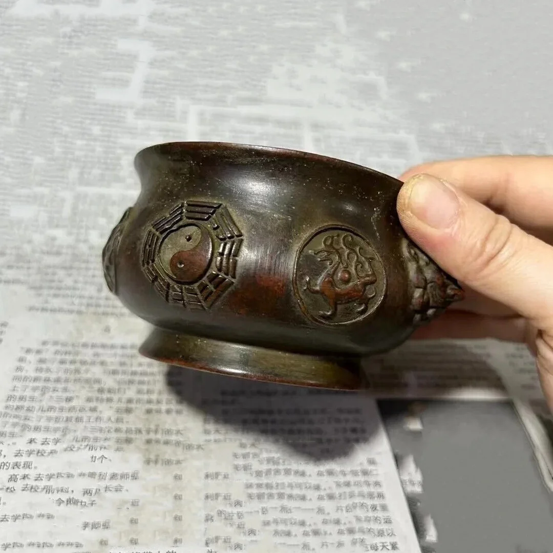 

Chinese Antique Bronze Censer Mythical Creatures Temple Worship Incense Burner Statue