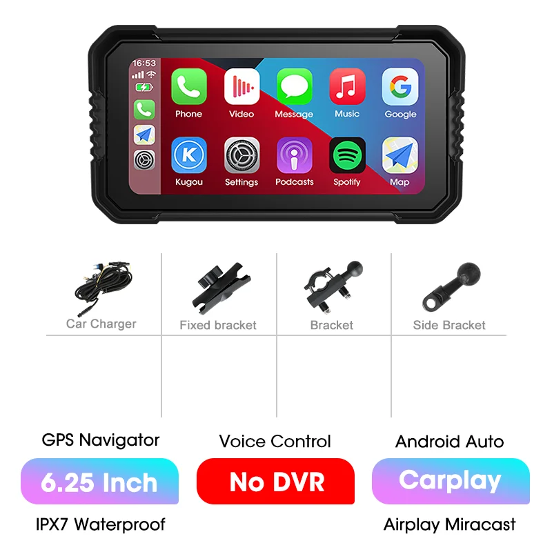 Jansite 5/6.25'' GPS voor motorfietsen Carplay DVR Navigatie Scherm Android Auto Moto Accrssories IP67 Waterdichte monitor