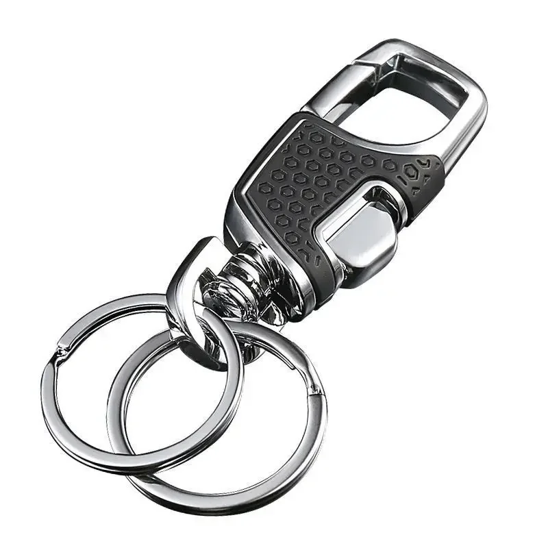 Simple Double Switch Keychain Metal 360 Degrees Rotatable Key Holder Rings Buckle Fashion Men's Luxury Car Keyring