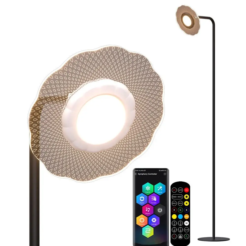 RGB LED Sunshine Floor Lamp Modern Sunflower Corner Lighting Timer with Remote Music Rhythm Smart Standing Lamp