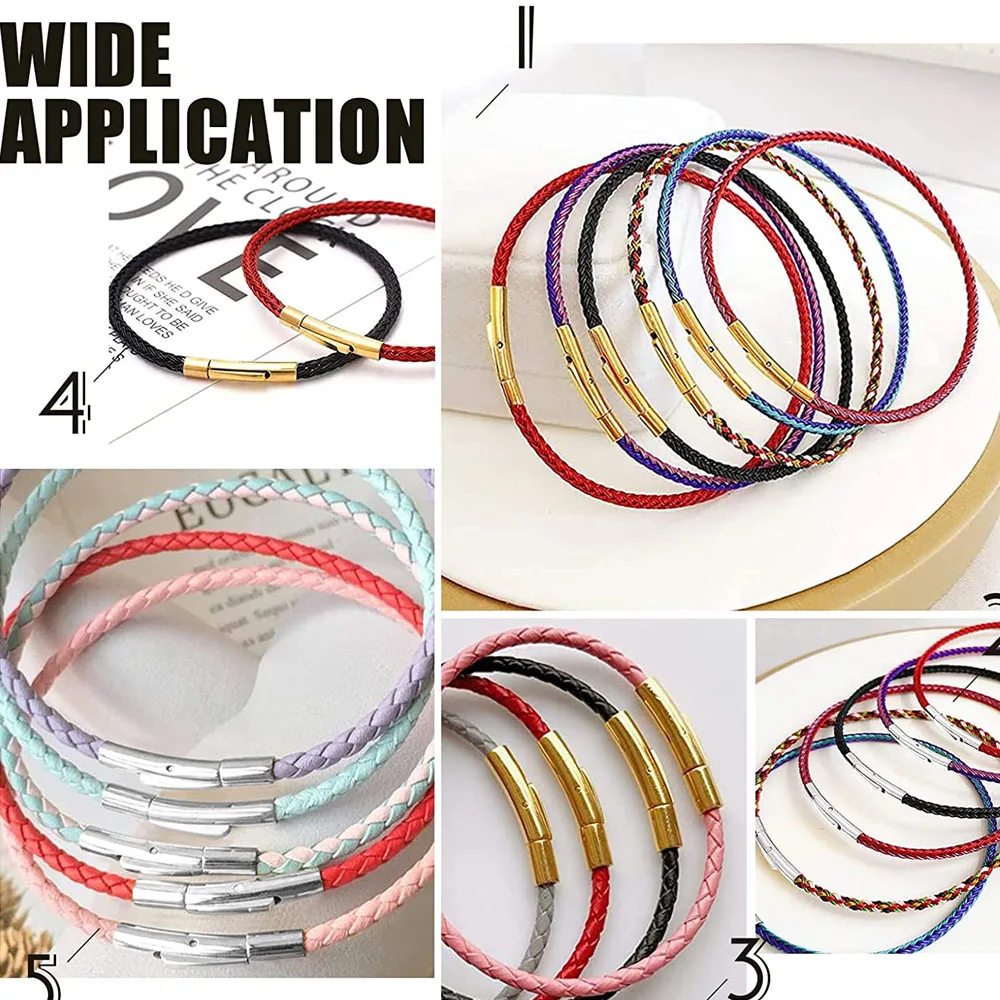 10pcs Stainless Steel Cord End Clasps Bayonet Curved Tube Column Clasps Connectors for Bracelets Necklaces Buckle Jewelry Making