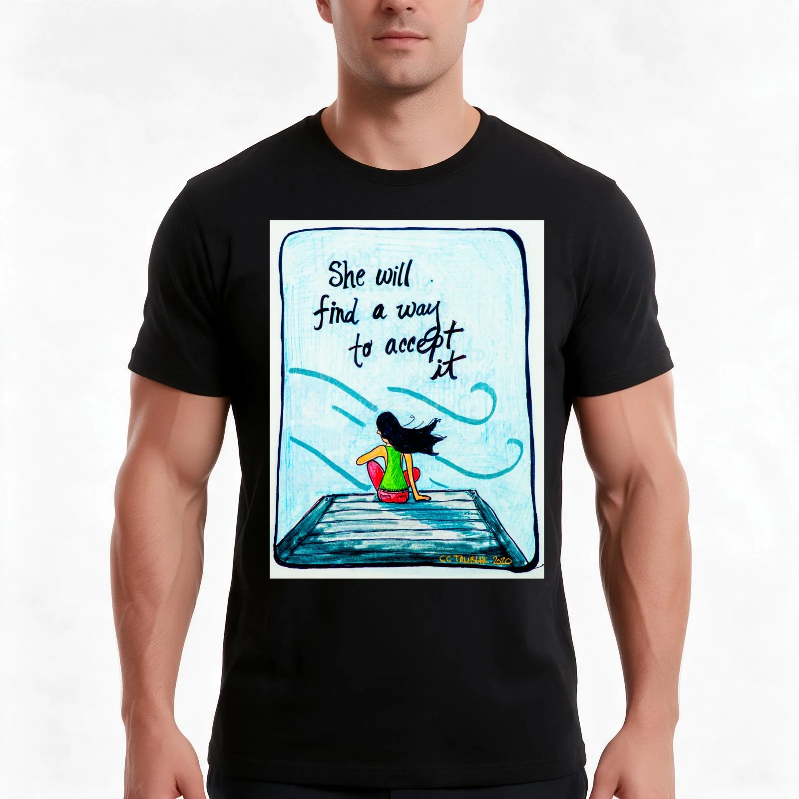 She Will Find A Way To Accept It T-Shirt, Summer Casual Cotton Tee, Oversized Streetwear Tops, Vintage Graphic Print