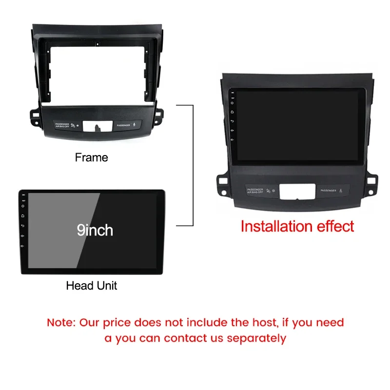 9 inch Autoradio Frame Kabel Dash Mount Kit voor Voor Mitsubishi Outlander 2005-2011 Audio Face Plaat Stereo plastic Fascia Panel