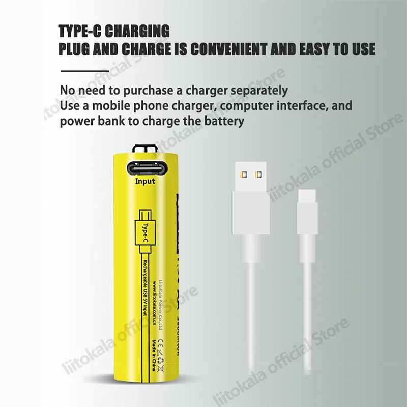 1-20pcs LiitoKala USB-T36 1.5V 3600mWh USB Lithium Battery AA Rechargeable Batteries for Camera Toys Mouse