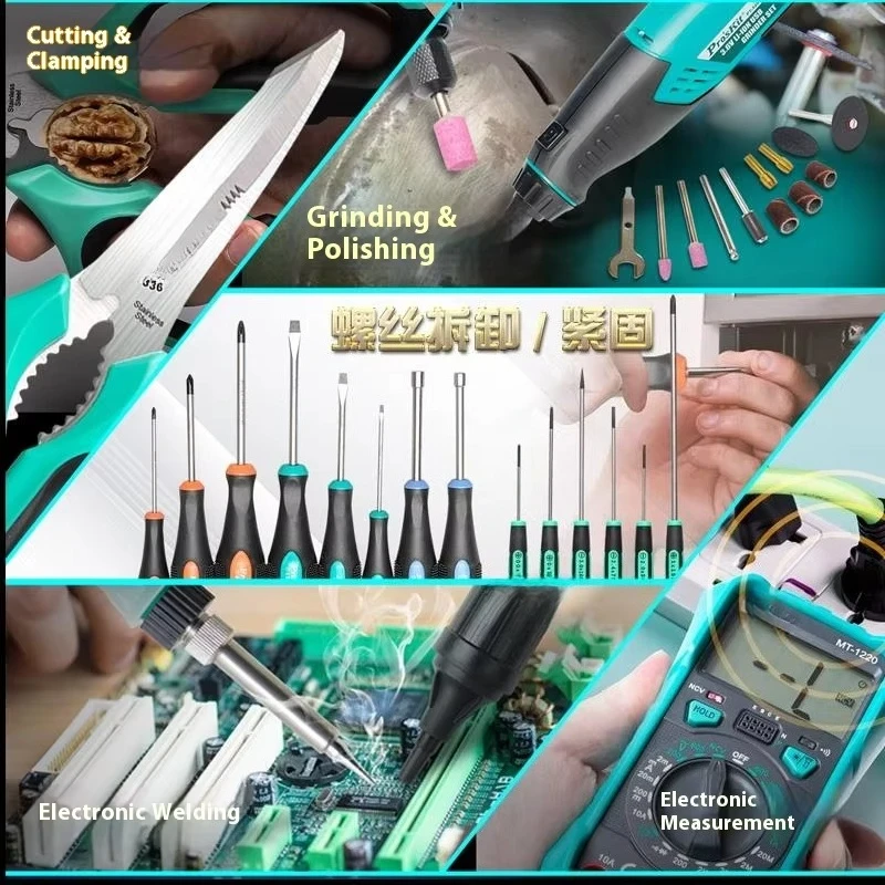 Profesjonalny zestaw narzędzi elektrycznych PK-1900NH, lutownica, nożyczki, etui do naprawy instrumentów