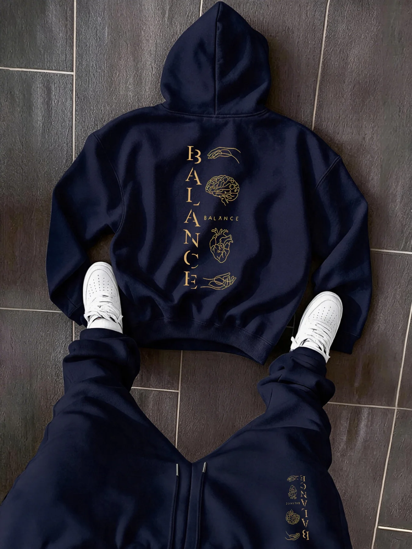 2026 Men's Hoodie & Cuffed Sweatpants 2‑Piece Set, Drawstring Hood Casual Sports Outfit, Premium Menwear for Autumn Winter