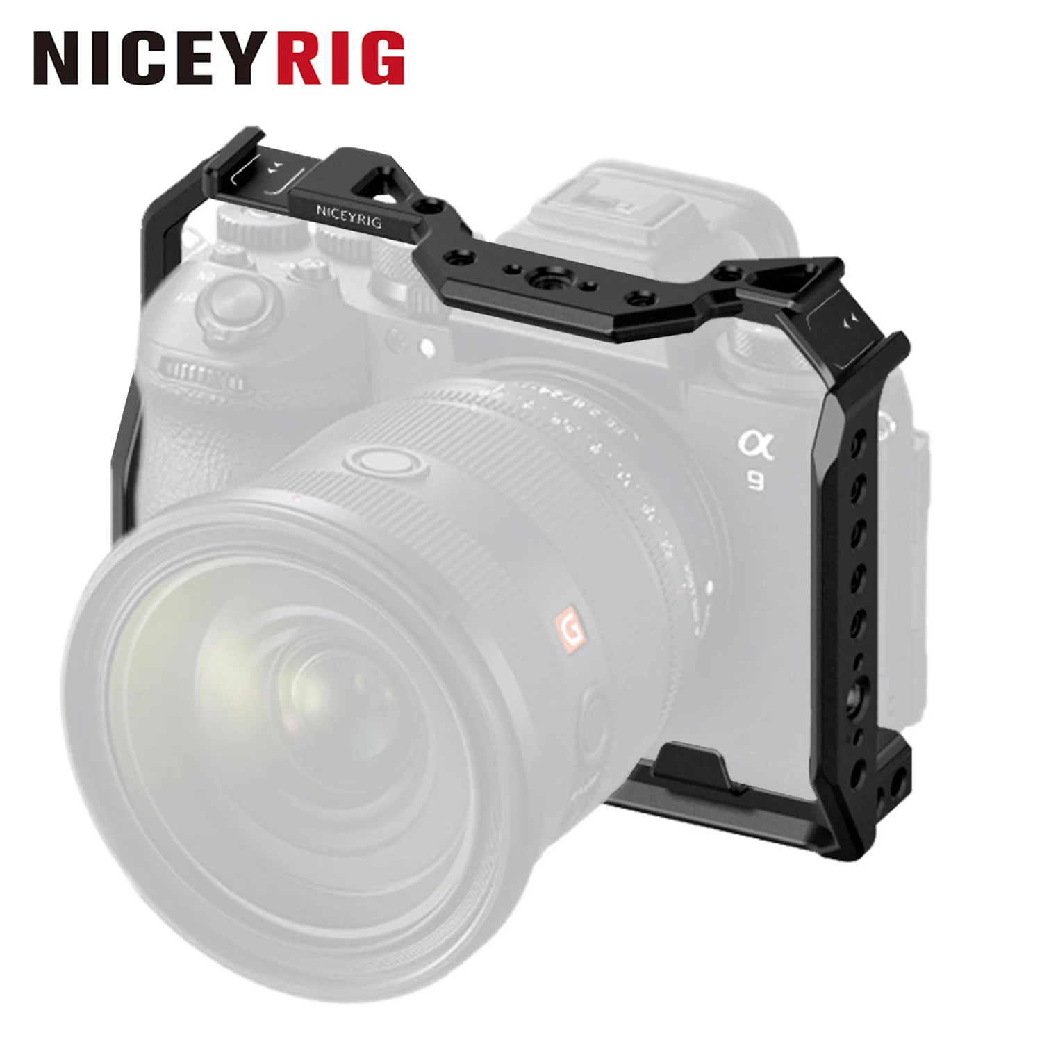 

NICEYRIG Camera Cage for Sony Alpha1 II/Alpha9 III Lightweight Full Cage with NATO Rail Cold Shoe Mount QR Arca Bottom Plate