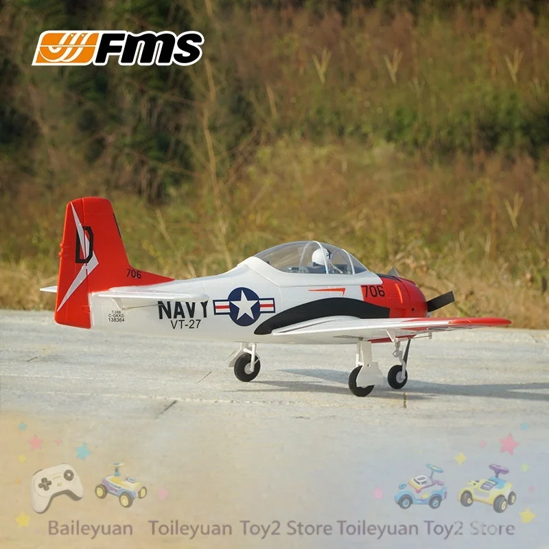 Fms T28 Trojan 800Mm Rc Fixed Wing Plane Wwii Simulation Navy Vt 27 Remote Control Aircraft For Beginner Adult Outdoor Flying