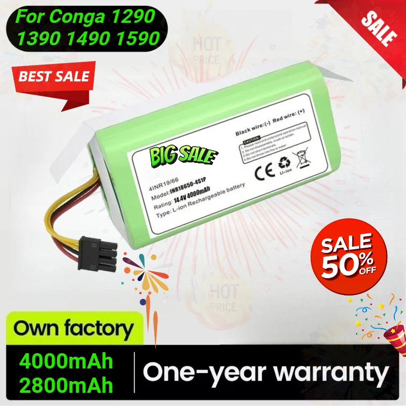 New 14.4V 14.8V Robotic Vacuum Cleaner Battery for Cecotec Conga 1490 1590 1290 1390 360 C50 LIFERO RX9 for Midea I3 I3pro F2TB