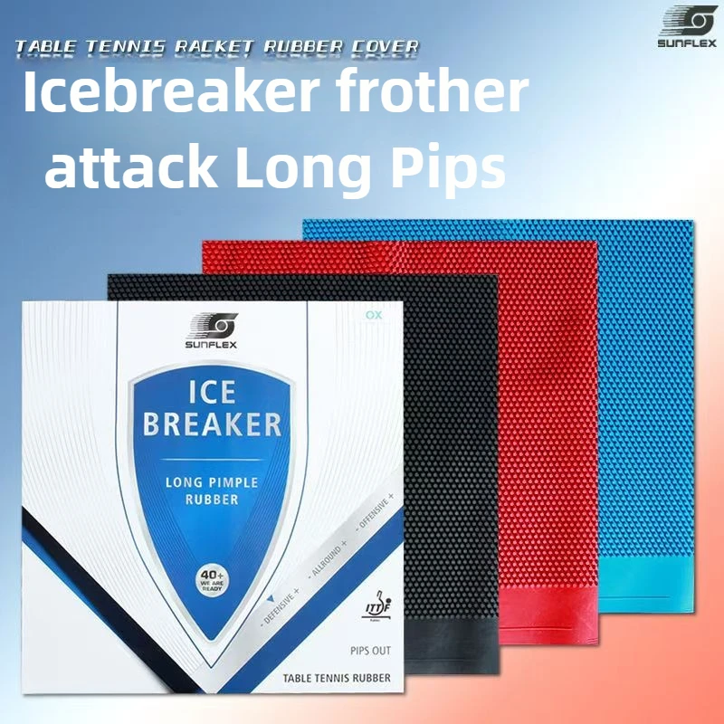SUNFLEX ICE BREAKER Table Tennis Rubber Long Pimples OX 0.5/1mm Sponge ITTF Approved Ping Pong Rubber Offensive Easy Control