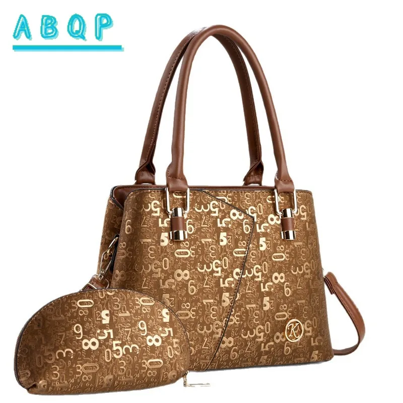 

ABQP New Women's Handbag Luxury Brand Fashion Women's Shoulder Bag 2-piece Set Large Capacity Personalized Shiny Women's Bag