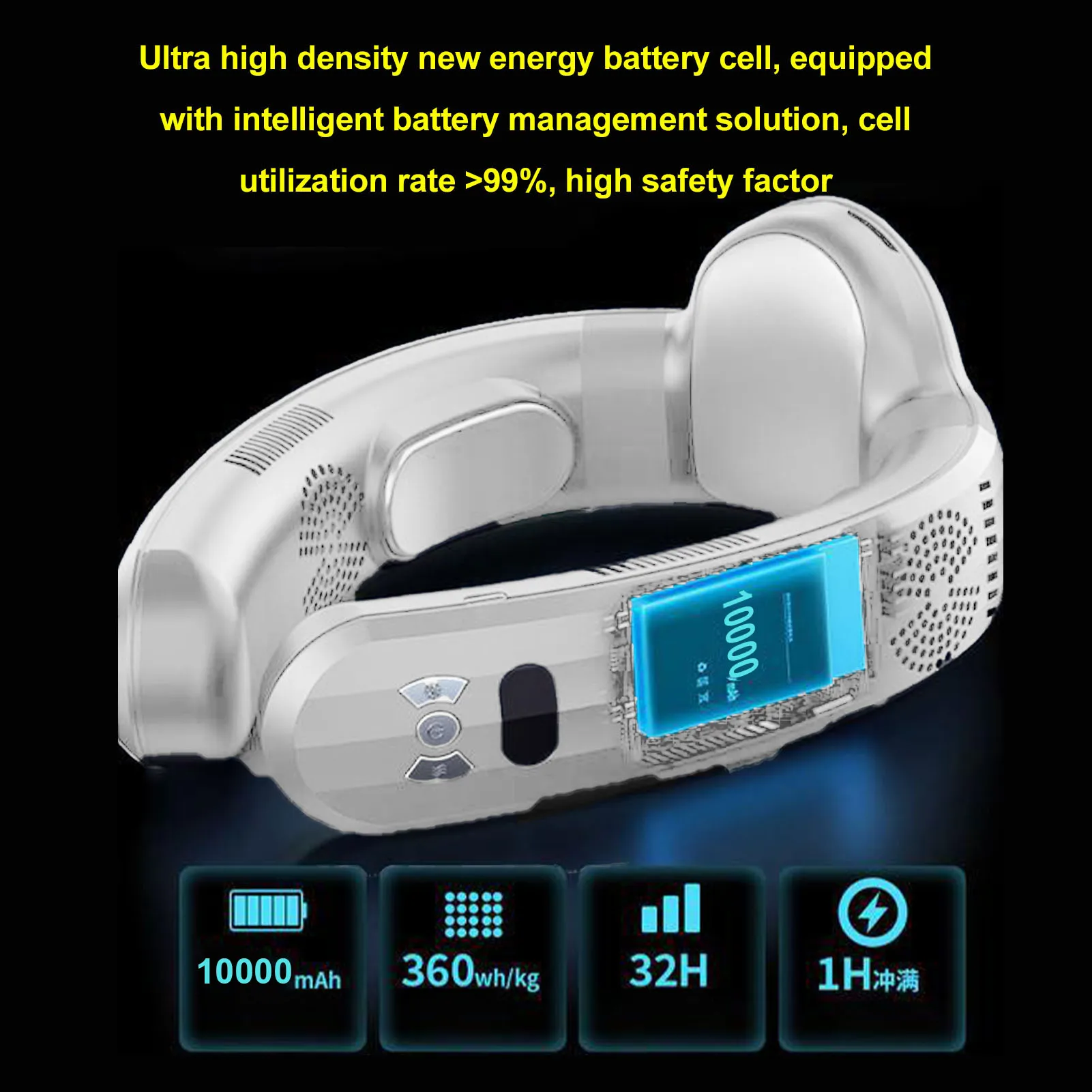 Portable Neck Fan Battery Operated 3 Speeds Cooling and Heating Dual Use Neck Fan Semiconductor Lightweight Quiet for Camping