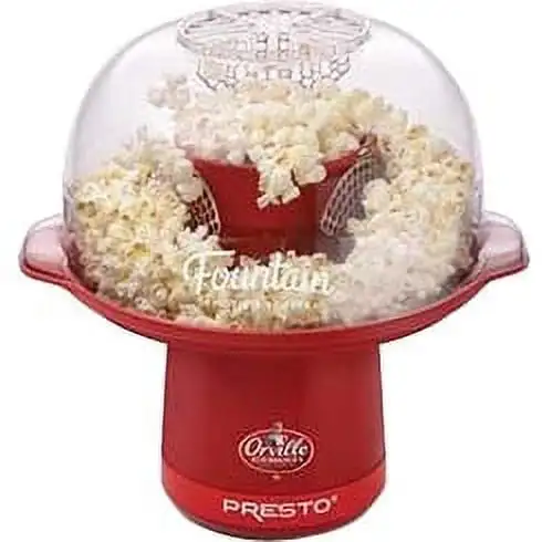 Redenbacher's Fountain Hot Air Popper by Presto 04868 Red Vented cover assures crispy popcorn Pops without oil