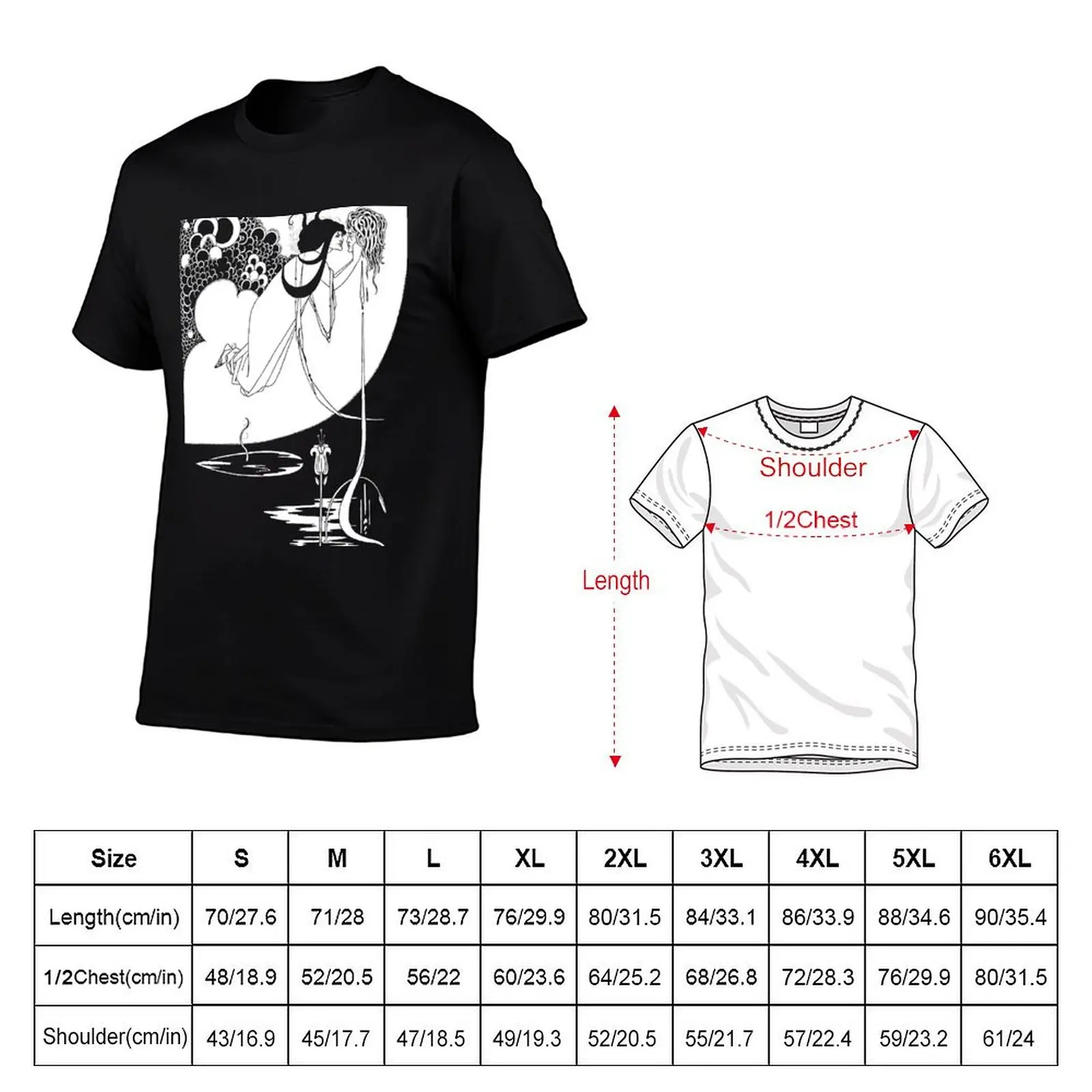 Enhanced Aubrey Beardsley The Climax 1893 on Black T-Shirt vintage clothes customizeds t shirts for men cotton