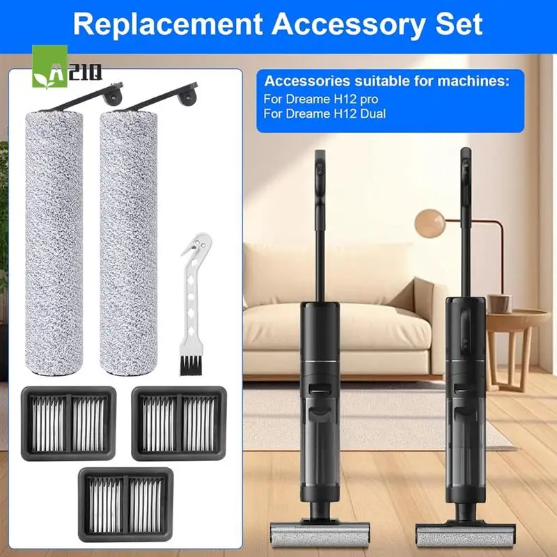 

A21Q -For Dreame H12 Pro / H12 Dual Cordless Wet And Dry Vacuum Cleaner Roller Brushes HEPA Filters Replacement Parts