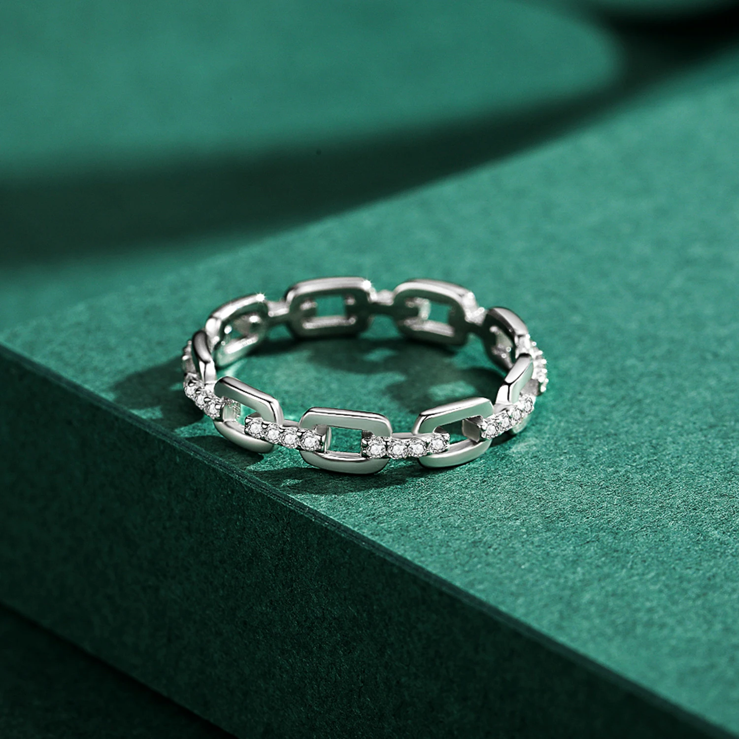 Modian Fashion Geometric Clear CZ Ring Real 925 Sterling Silver Exquisite Stackable Finger Rings For Women Statement Jewelry view 4
