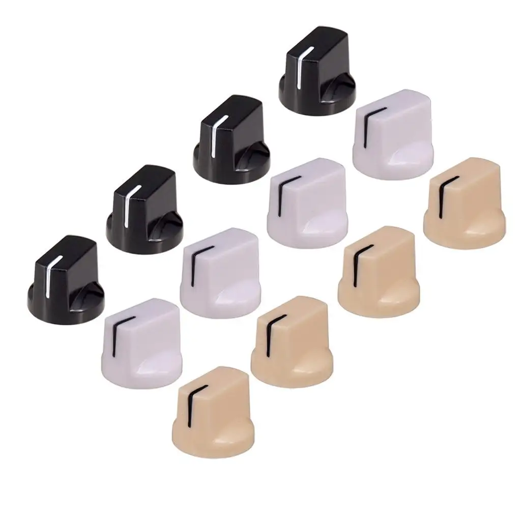 

Guitar Speed Control Knobs 12pcs Plastic Volume Tone Pointer Caps Replacement for Electric Guitar Restoration Projects