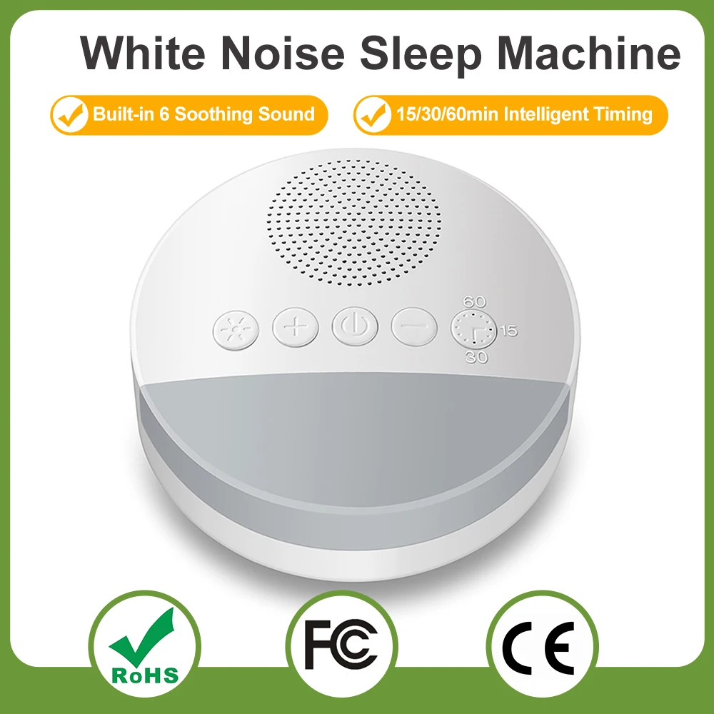 Baby White Noise Machine Kids Sleep Sound Player Night Light Timer Noise Player Sleep Machine USB Rechargeable Timed Shutdown