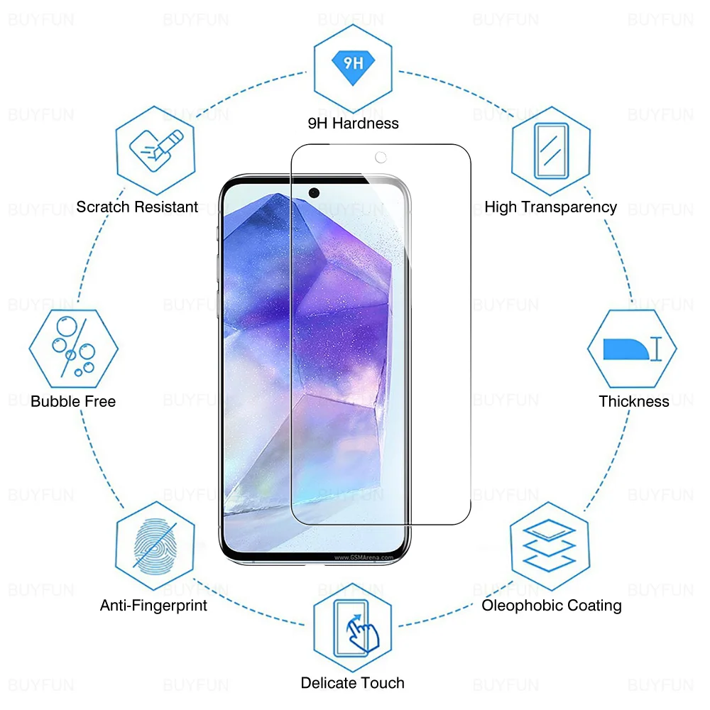 6in1 Clear Screen Protector For Samsung Galaxy A55 5G Camera Lens Film For Samsung Galaxy A 55 a55 Galaxya55 Tempered Glass Film