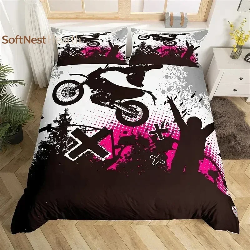 2026 Extreme Sport Duvet Cover Motocross Bedding Set For Youth Teen Boys Room Microfiber 3D Motocross Racing Moves Theme Quilt C