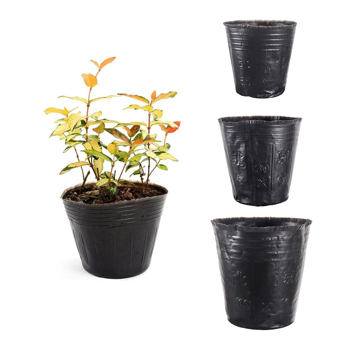 Plastic Nutrition Bowl Disposable Large Flower Pot Black Planting Nutrition Bag Garden Cultivating Plant Seedlings 50/500Pcs