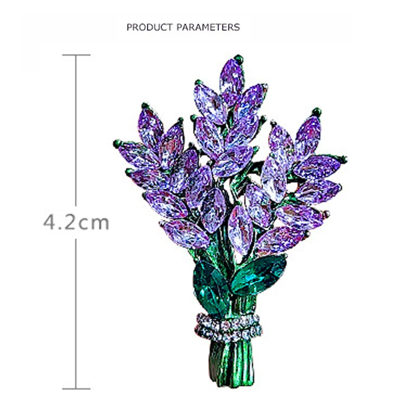 1 PCS lavender rhinestone boutonnier brooch women's high-end temperament chest flower pins trend accessories clothing accessory