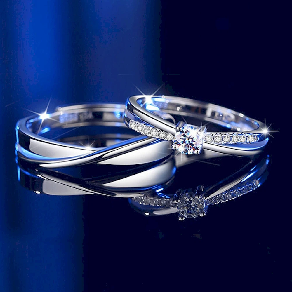 1 Pair Twist Copper Plated Platinum Resizeable Couple Rings Men Women Adjustable Overlap Opening Finger Jewelry