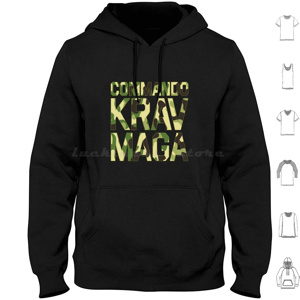 Commando Krav Maga-Green Camouflage-Israel Self Defense Hoodies Long Sleeve Animal Army Attack Attacks Camouflage