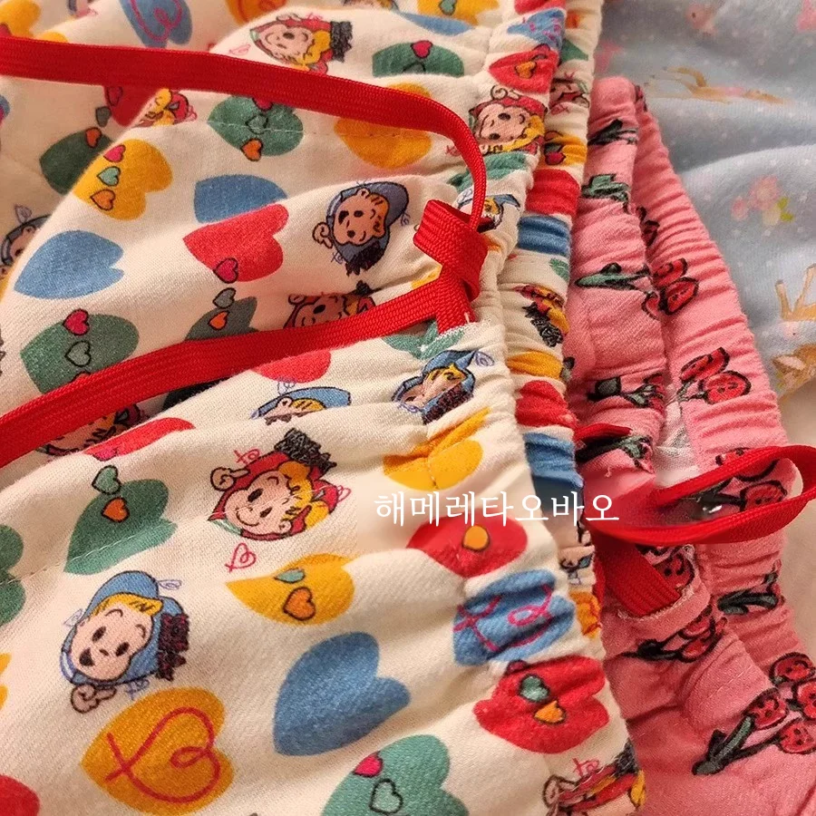 Chubby Girl Extra Large 50.00kg Cute Cartoon Home Pajama Pants Women Outer Wear Loose Comfortable Casual Wide Leg Pants 240