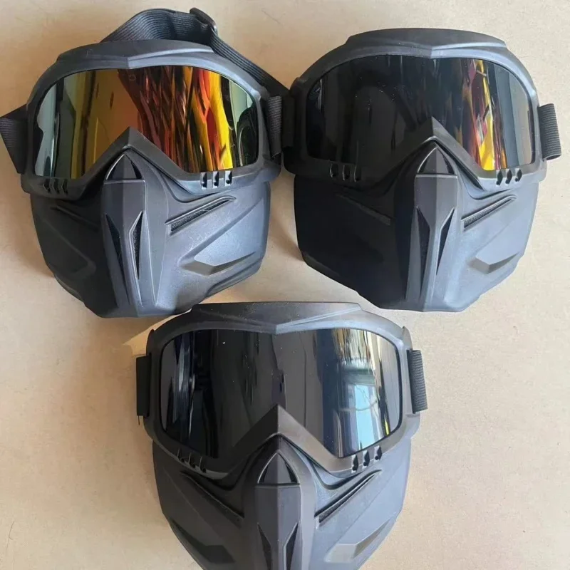 Protective Motorcycle Face Mask Removable Full Face Tactical Motorcycle Helmet Goggles Windproof Snowboard Eyewear UV Protection