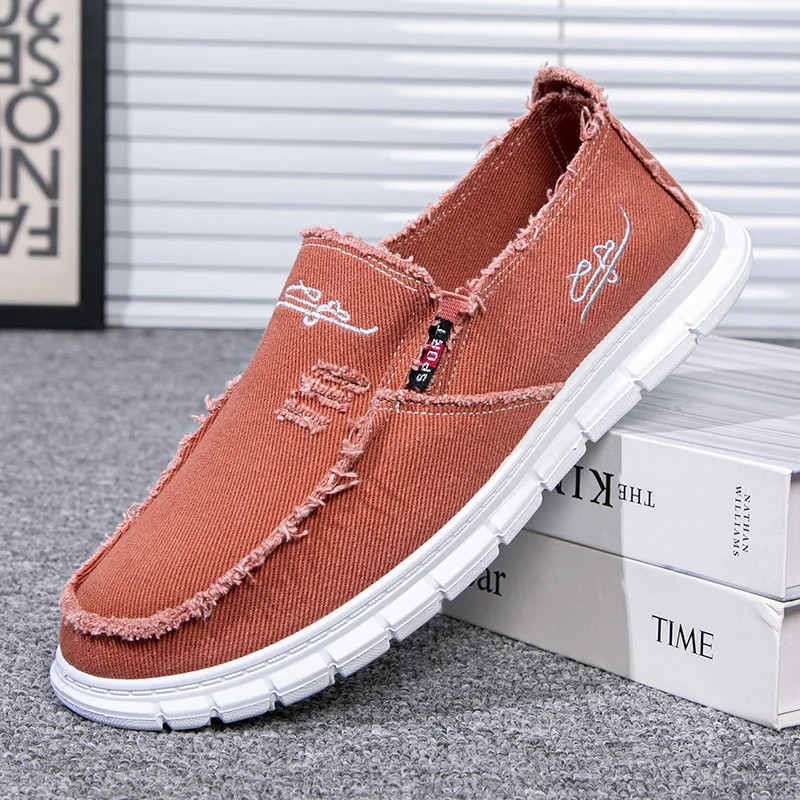 Men\'s Washed Fabric Casual Shoes Anti Slip and Wear-resistant Driving Shoes Canvas Shoes