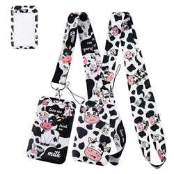 Milk Cow Keychain Lanyard Neck Strap for Key ID Card Straps Badge Holder DIY Hanging Rope Neckband Accessories Key Ring
