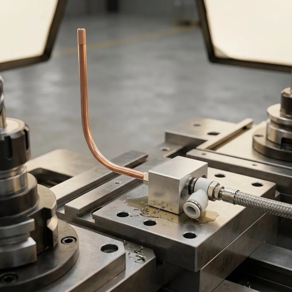CNC Machining Center Cooling Nozzle with Aluminum Alloy Housing and Copper Tube Core for Consistent High-Pressure Air Output