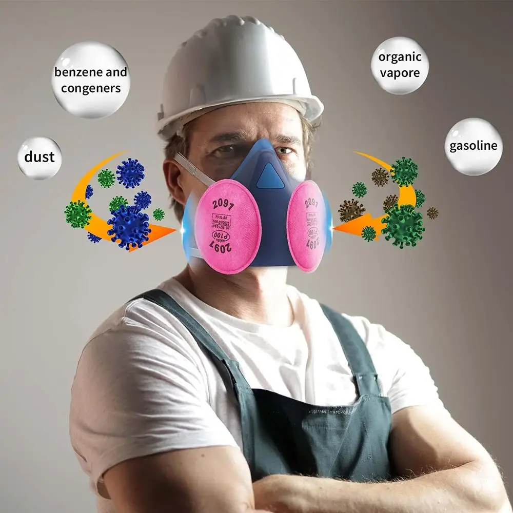 Dust Mask 6200 Spray Paint with 2091/P100 Anti-particle Filter Industrial Dustproof PM2.5 Acid Particle Protective Mask