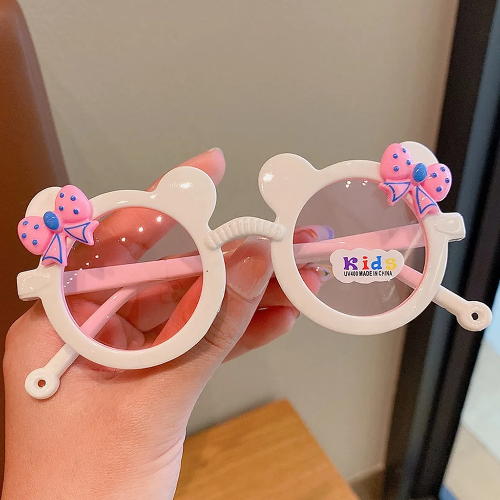 KLASSNUM Round Frame Eyewear Uv400 Sunglasses Cute Bow Sun Glasses Cartoon Eyeglasses For Daily Party Photo Goggle Eyewear