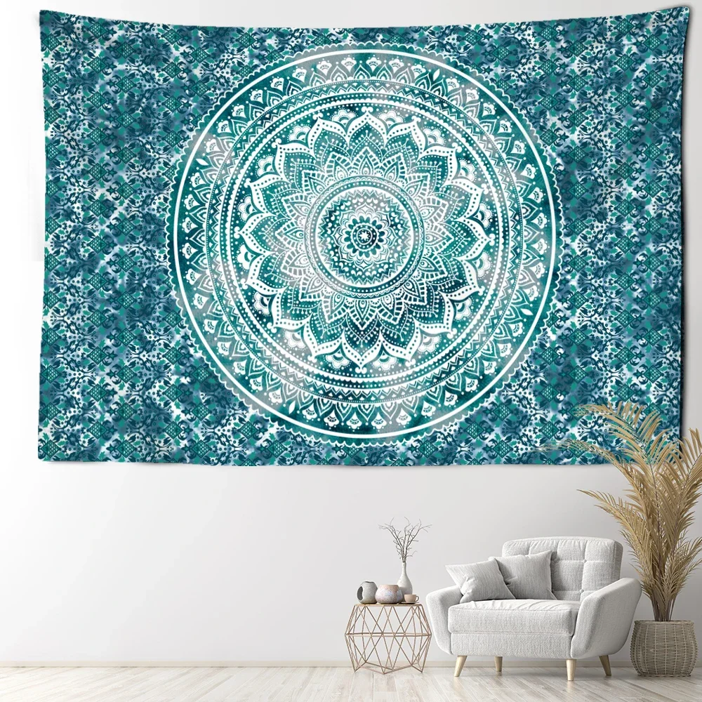 Dark Blue Pattern Mandala Tapestry Wall Hanging Bohemian Abstract Art Mysterious Witchcraft Living Room Home Decor