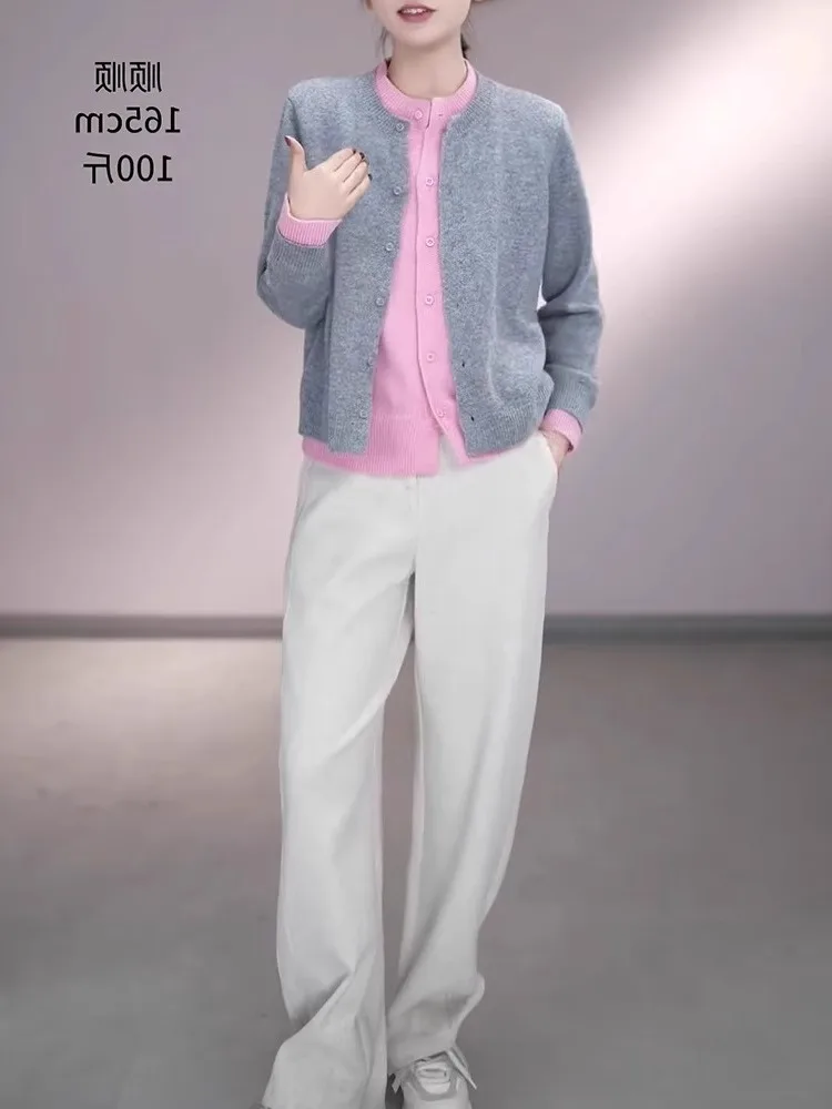 통근용 슬림핏 롱 스웨터 울 니트 스웨터 패셔너블한 컬러 블록 심플 디자인 가을 여성용 아우터웨어