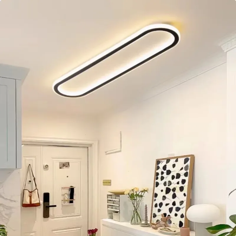 Long Stripe LED Ceiling Light Oval Modern Black Aisle 40/60/80cm Bedroom  Living room Porch Living Room Indoor Lamp and Lighting