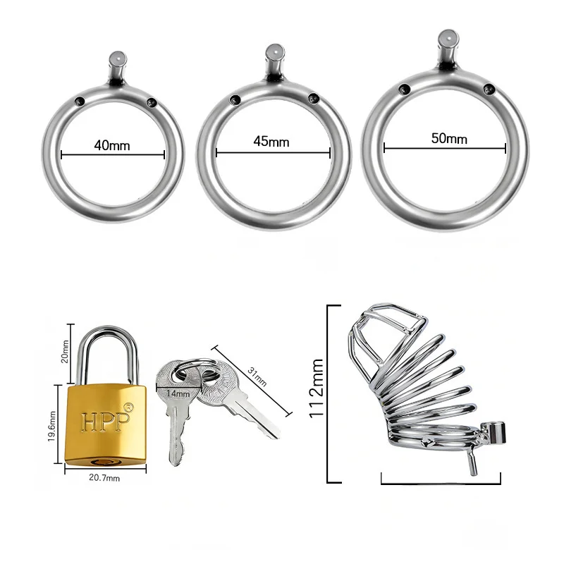 Silent Lock Stainless Steel Chastity Cage with 3 Size Rings- Adult Sex Toy for Bondage view 4
