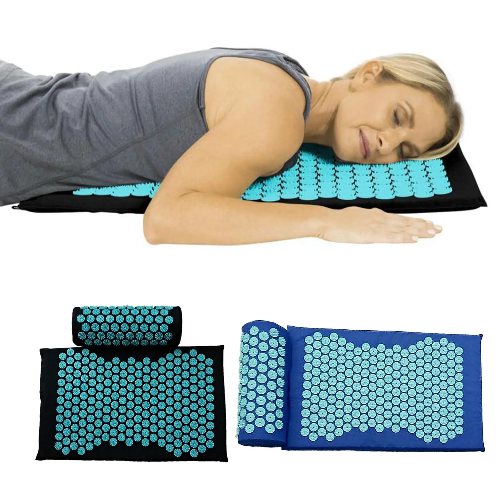 Acupressure Massage Mat e Pillow Set, Colchão Acupuntura, Aliviar ciático