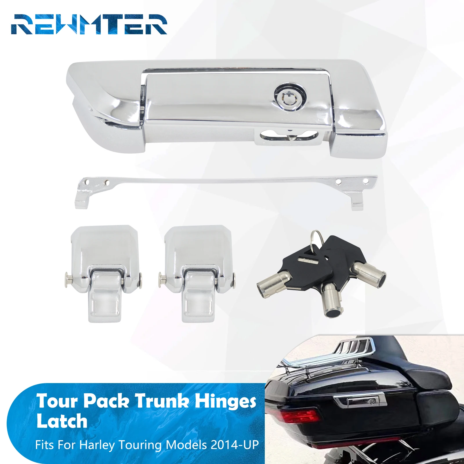 

Motorcycle Tour Pack Trunk Latch Hinges Lock Key Kit For Harley Touring 2014-2024 Road Street Electra Glide FLHT FLHTCU FLHRC