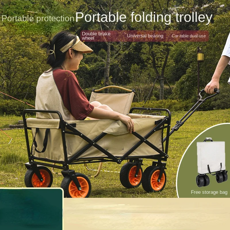Camp Car Camping Portable Folding Trolley Large Space Hand-Pull Portable Portable Picnic Car