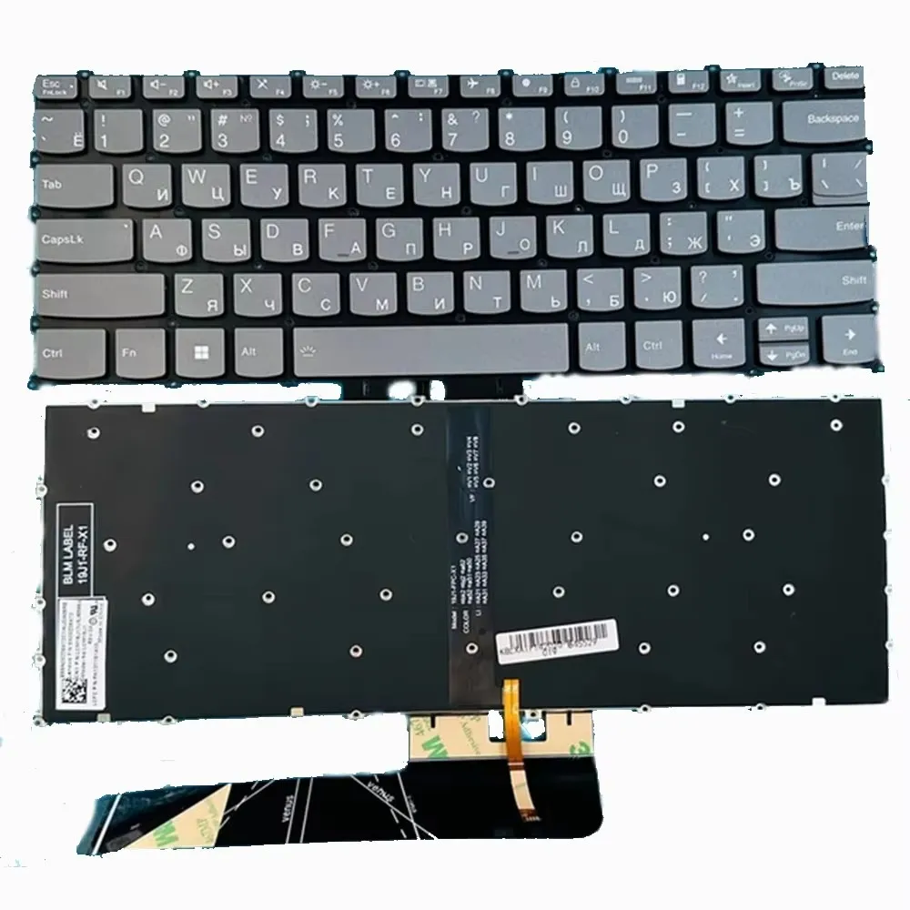 Keyboard for  Lenovo IdeaPad 3-14ADA6 3-14ALC6 3-14ITL6 14sALC 14sITL  Gray with Backlit 2021 Russian Layout