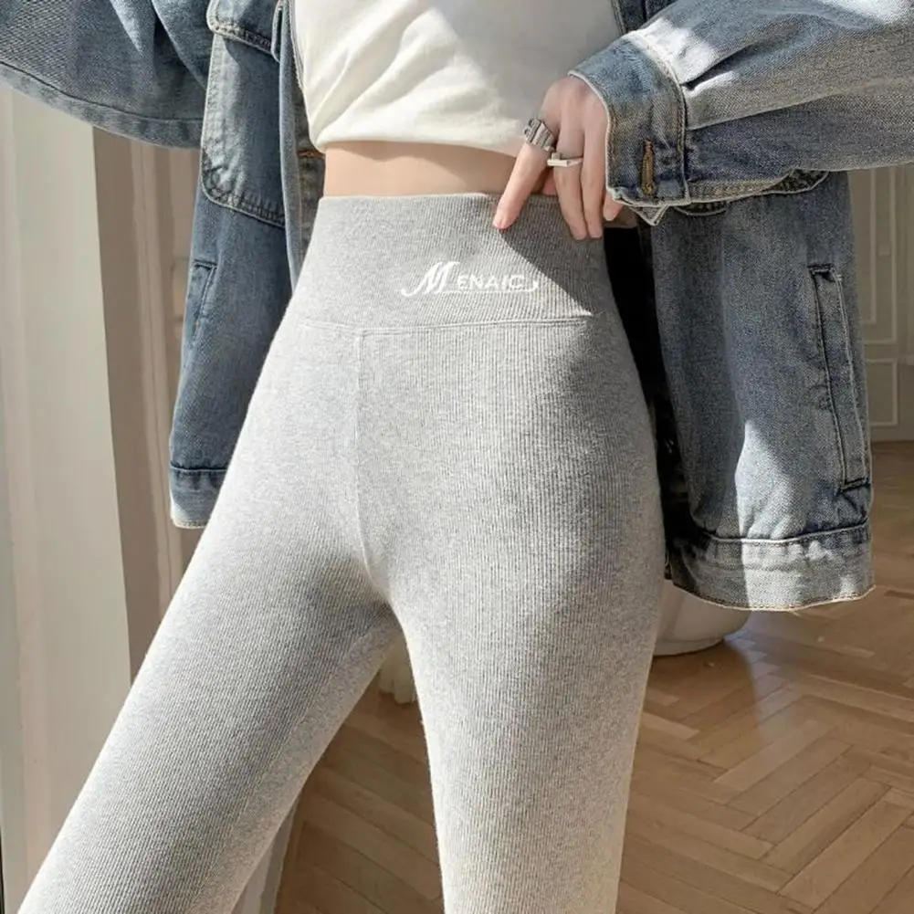 Tight Fit Leggings Winter Women's High Waist Leggings Elastic Skinny Pants with Thick Fleece Lining for Cold Resistance Warmth