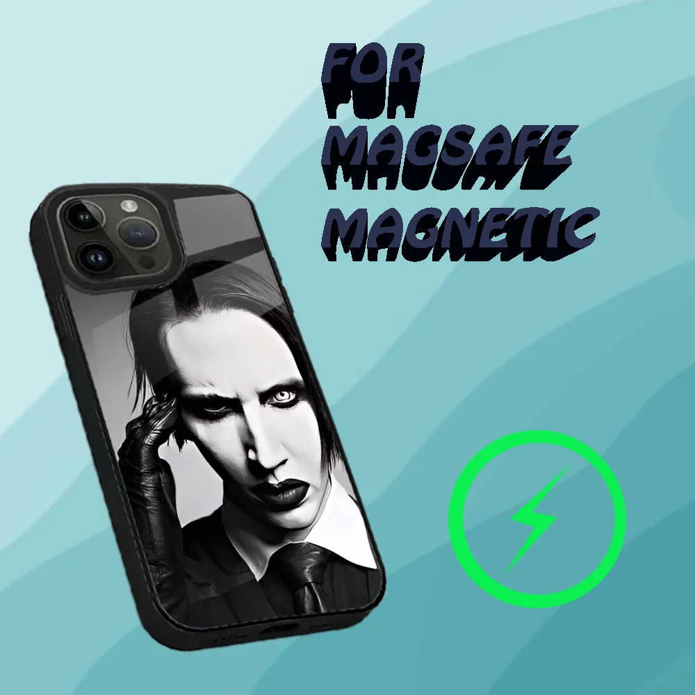 Singer M-Marilyn Manson Phone Case For iPhone 16,15,14,13,12,11,Plus,Pro,Max Mini Magsafe Magnetic Wireless Charging