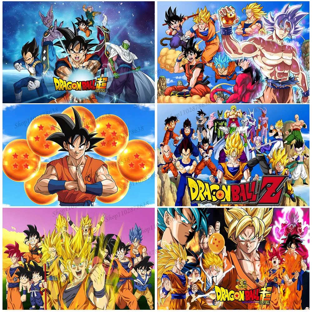

Cartoon Dragon Ball Goku Theme Backdrop Boy Party Background Decoration Golden Hair Super Saiyan Photo Studio Banner Poster