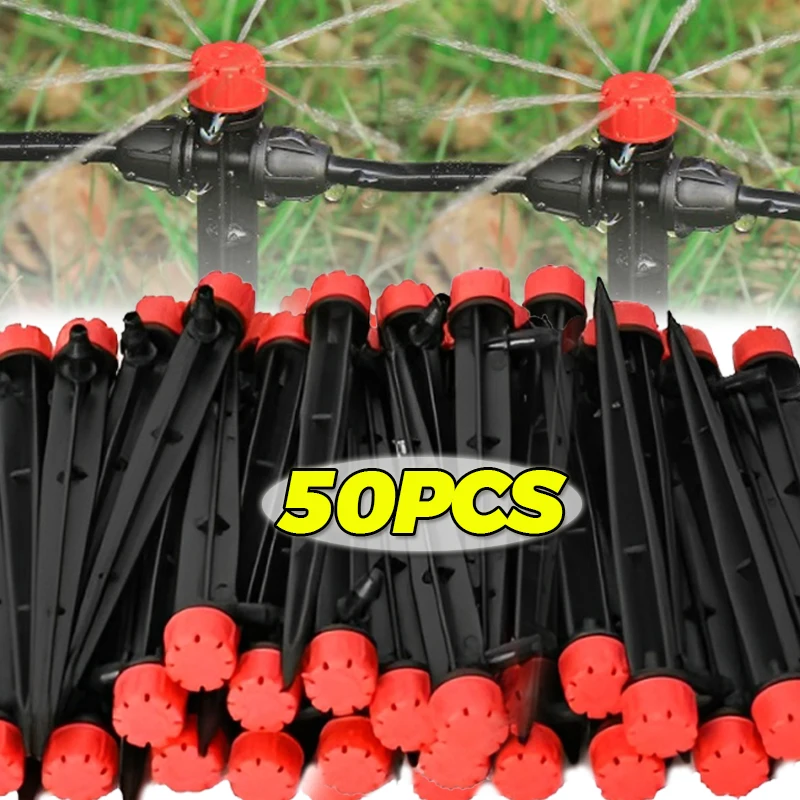 Aspersor de goteo con pinchos, emisor de caída de 8 orificios, aspersor de dispersión redondo, suministros de riego de flores para jardín, 5/50 Uds.