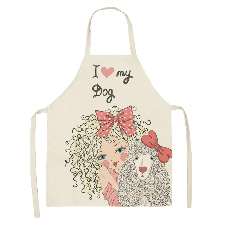 Cartoon pink girl pattern Child apron customizable apron alpaca House cleaning For home and kitchen Apron for children apron