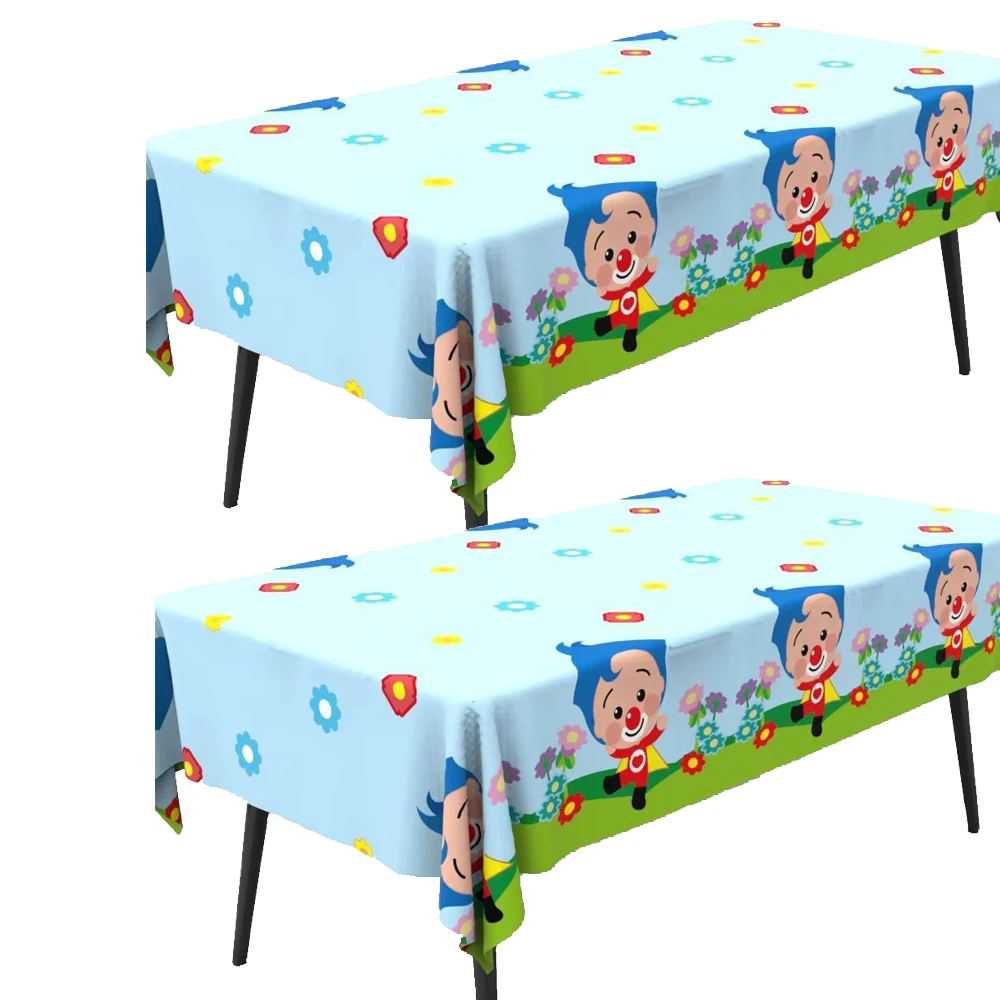 Mantel decorativo para fiesta de payaso Plim de dibujos animados, manteles desechables con tema de payaso de circo para niños, suministros para fiesta de cumpleaños